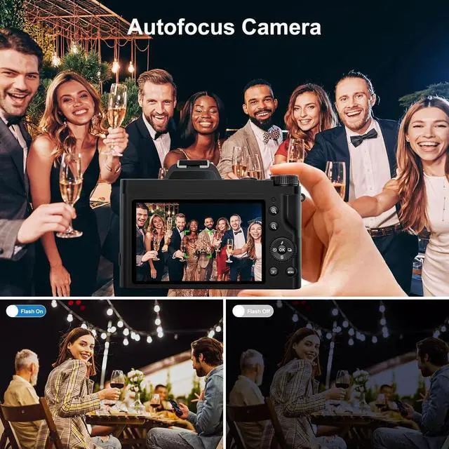 Alt view image 3 of 6 - 5K Digital Camera Autofocus 16x 48 MP Vlogging Camera for YouTube  DSLR Video Cameras With 32G SD Card, Black