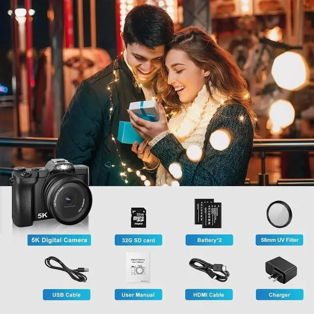 Alt view image 6 of 6 - 5K Digital Camera Autofocus 16x 48 MP Vlogging Camera for YouTube  DSLR Video Cameras With 32G SD Card, Black