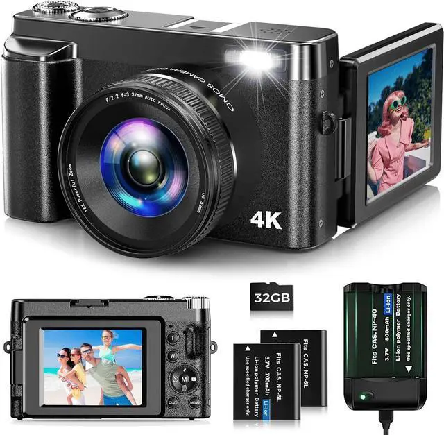 Main image of Digital Camera 4K 48MP Vlogging Camera for Youtube Autofocus 16X Digital Zoom Video Cameras with 32GB SD Card
