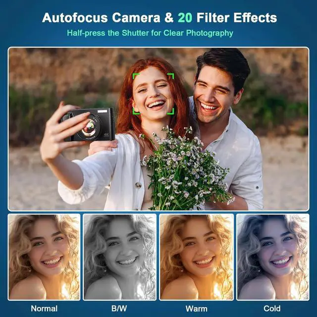 Alt view image 6 of 6 - Digital Camera 4K 48MP Vlogging Camera for Youtube Autofocus 16X Digital Zoom Video Cameras with 32GB SD Card
