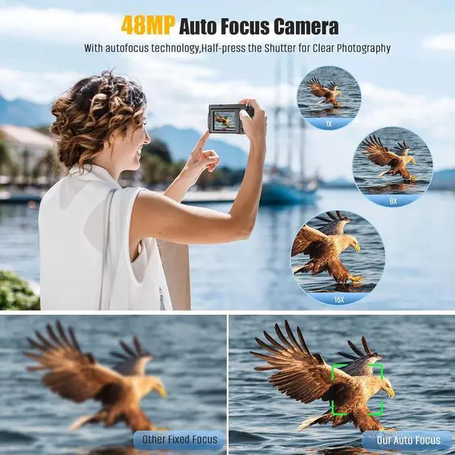 Alt view image 2 of 6 - 4K Digital Camera for Photography 48MP Autofocus Vlogging Cameras 16X Digital Zoom for Youtube with 32GB Card