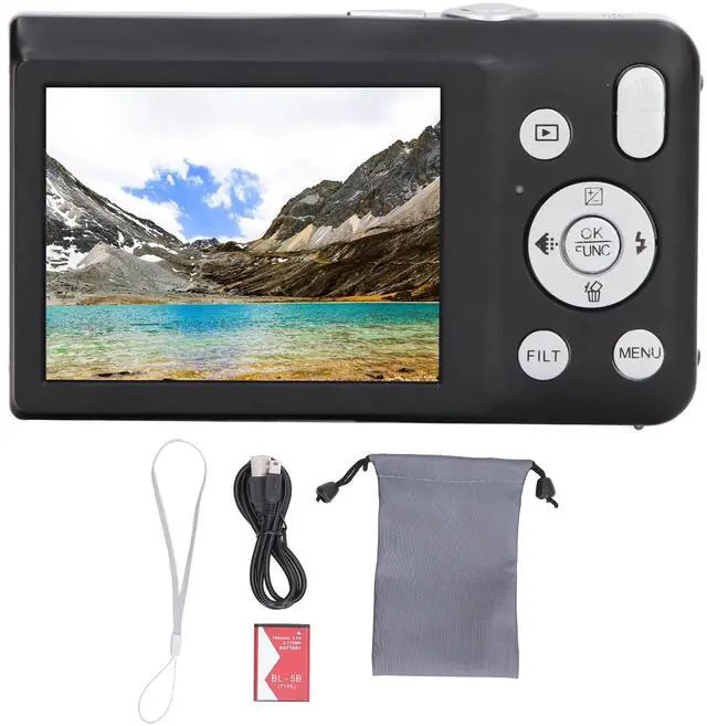 Main image of Digital Camera 8K HD 68MP 2.7in Screen 16X Zoom Timer Shoot Beauty Filter Video Recording Compact Digital Camera Black