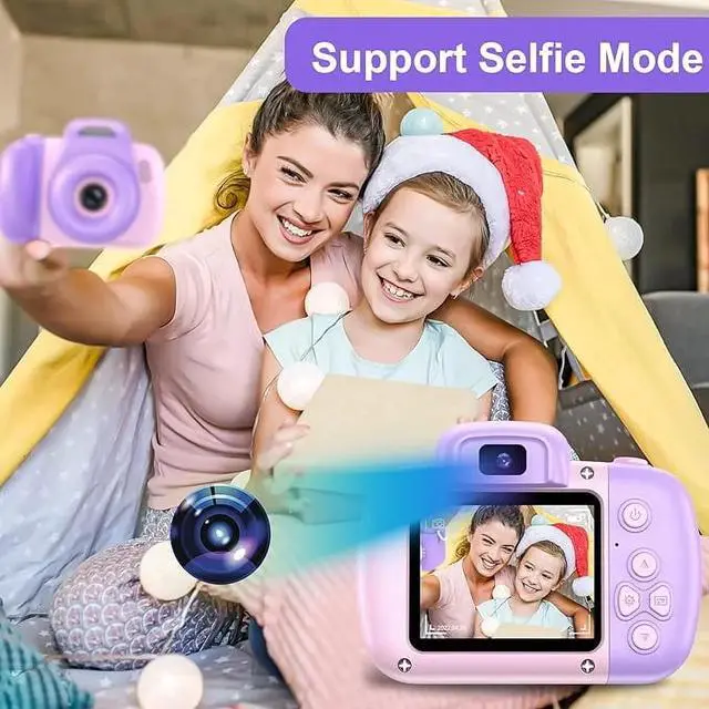 Alt view image 2 of 6 - Kids Camera, 1080P Toddler Children Digital Video Cameras for Girls Boys, Pink Purple