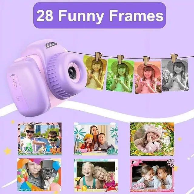 Alt view image 3 of 6 - Kids Camera, 1080P Toddler Children Digital Video Cameras for Girls Boys, Pink Purple