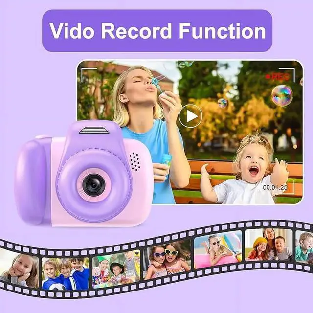 Alt view image 4 of 6 - Kids Camera, 1080P Toddler Children Digital Video Cameras for Girls Boys, Pink Purple