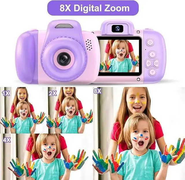 Alt view image 6 of 6 - Kids Camera, 1080P Toddler Children Digital Video Cameras for Girls Boys, Pink Purple