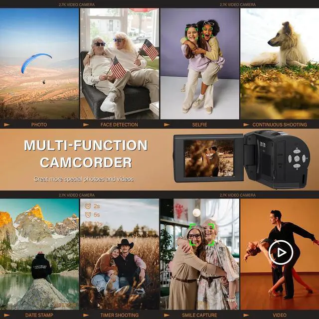 Alt view image 2 of 6 - Video Camera for Youtube Camcorder Film Camera QHD 2.7K 50MP Vlogging Digital Camera with 32GB Card and 2 Batteries