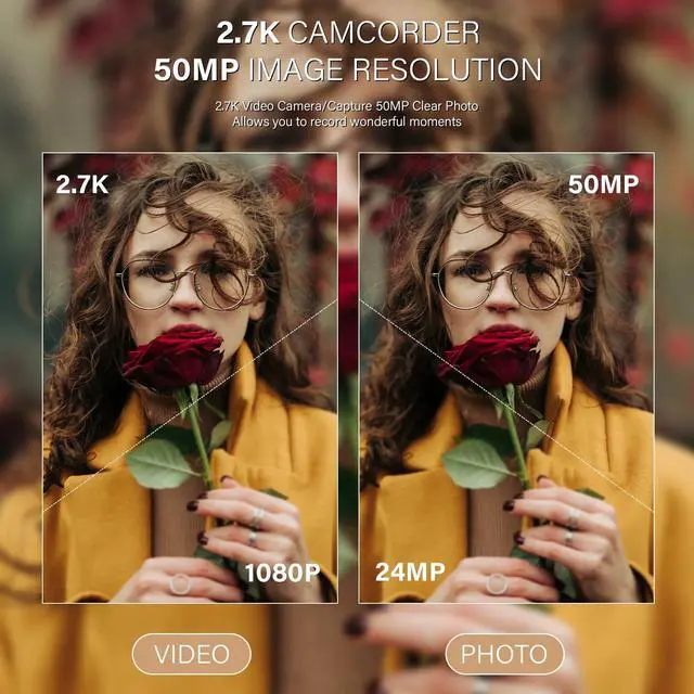 Alt view image 6 of 6 - Video Camera for Youtube Camcorder Film Camera QHD 2.7K 50MP Vlogging Digital Camera with 32GB Card and 2 Batteries