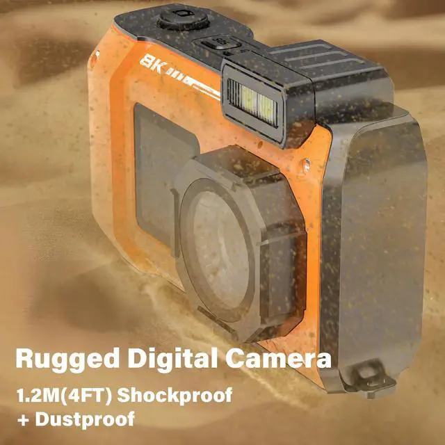 Alt view image 5 of 6 - Digital Camera 8K 70MP Autofocus Rugged Dustproof Shockproof Waterproof Camera with 32GB Card