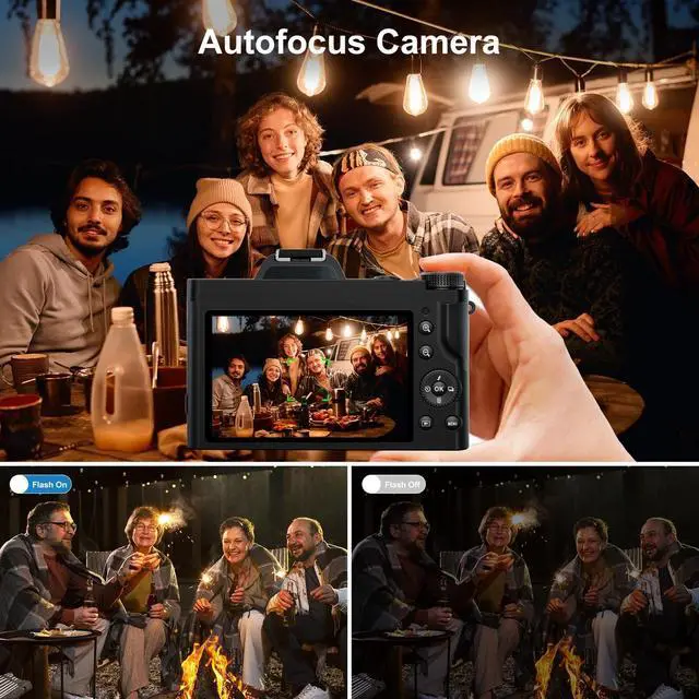 Alt view image 4 of 6 - 5K Digital Camera WiFi Autofocus Vlogging Camera 48MP Compact Video Camera for Youtube with 32G SD Card UV Filter
