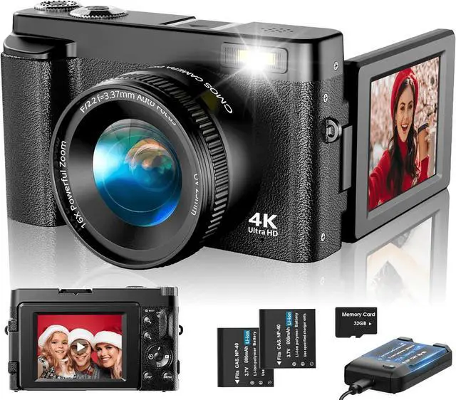 Main image of Vlogging Camera 4K Digital Cameras 48MP for Photography Autofocus 16X Digital Zoom for YouTube with 32GB Card