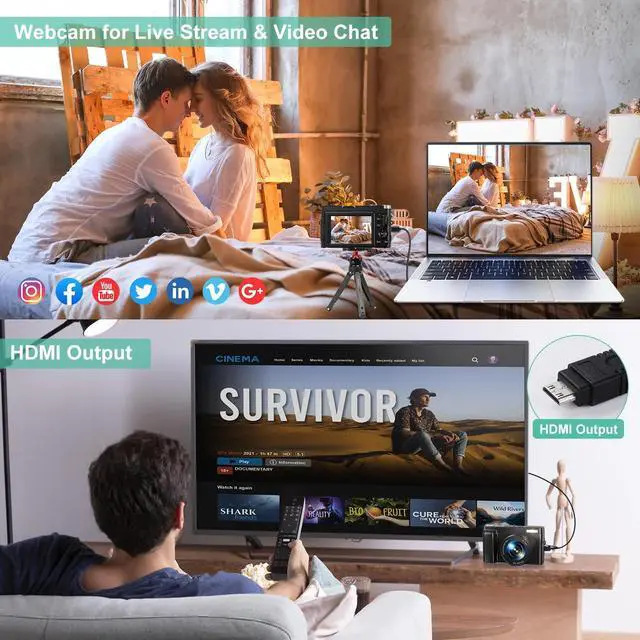 Alt view image 6 of 6 - Vlogging Camera 4K Digital Cameras 48MP for Photography Autofocus 16X Digital Zoom for YouTube with 32GB Card