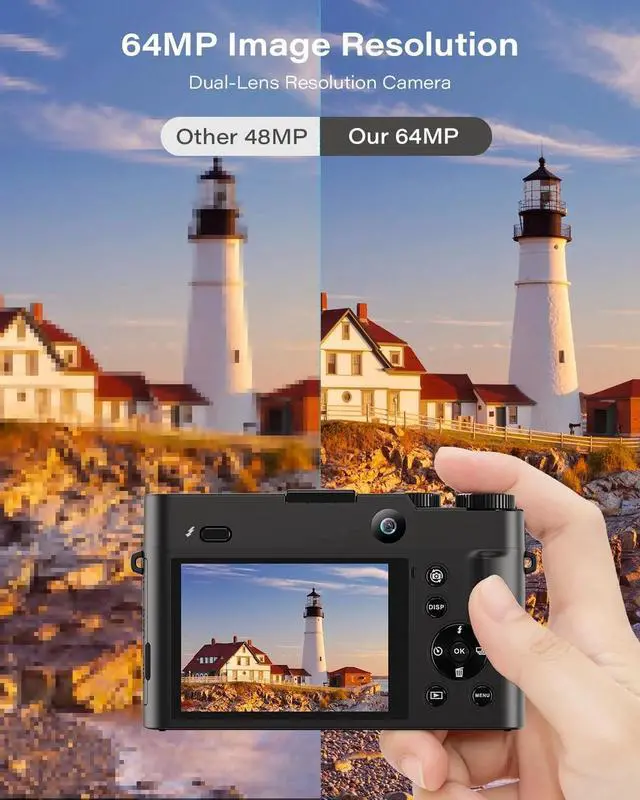 Alt view image 2 of 6 - Digital Camera 4K Ultra HD 64MP Vlog Dual Camera for Youtube with 32GB Card,16x Zoom Autofocus Video for Photography