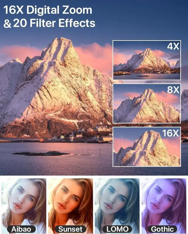 Alt view image 6 of 6 - Digital Camera 4K Ultra HD 64MP Vlog Dual Camera for Youtube with 32GB Card,16x Zoom Autofocus Video for Photography