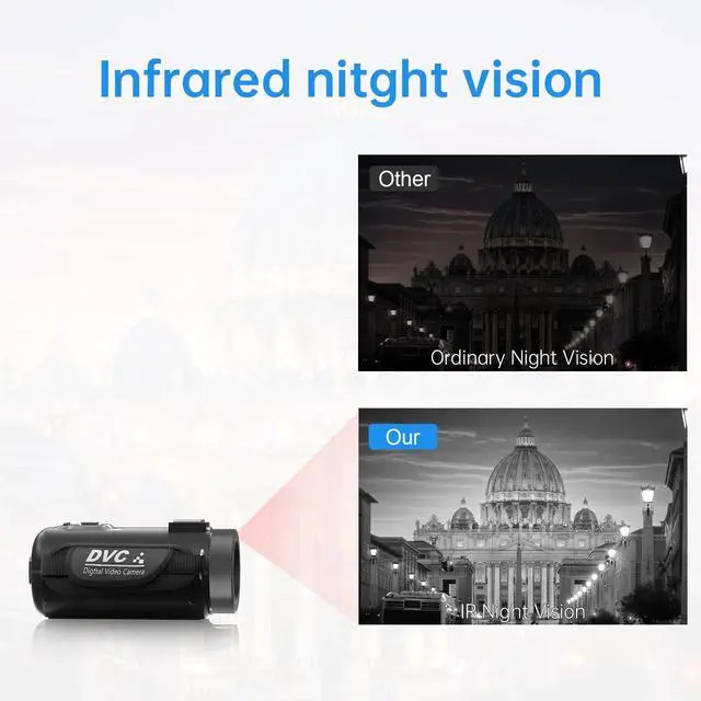 Alt view image 6 of 6 - Video Camera Camcorder Full HD 1080P 24MP IR Night Vision Vlogging Camera for YouTube 18X Digital Zoom 3.0 Inch 270 Degree Rotation Touch Screen with Tripod & Battery