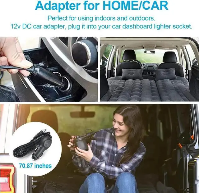 Alt view image 5 of 7 - Electric Air Pump Portable Air Mattress Pump with 3 Heads Nozzle Furniture Pump Two Way Inflator Deflate for Cushions Couch Outdoor Camping