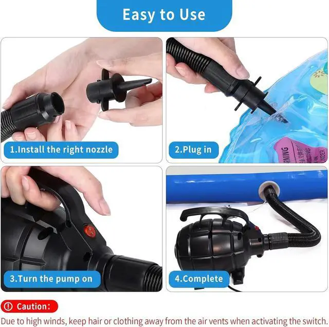 Alt view image 3 of 7 - Air Pump for Household Use, Portable Quick-Fill Electric Air Mattress Pump, Portable Air Mattress Pump, Party Office Home Suitable for Inflatables Pool, Airbeds