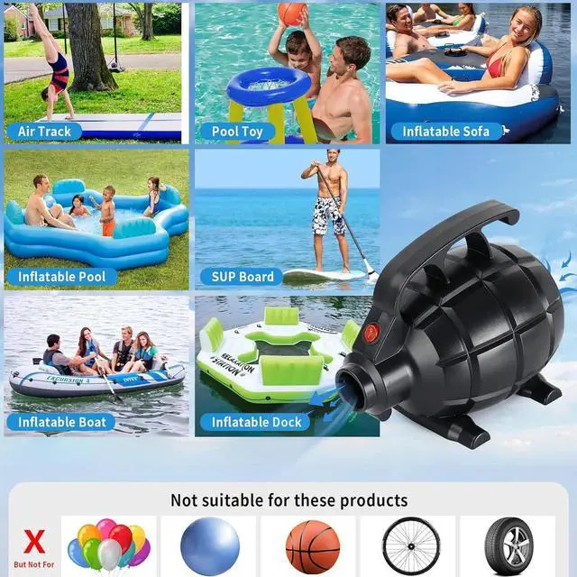 Alt view image 5 of 7 - Air Pump for Household Use, Portable Quick-Fill Electric Air Mattress Pump, Portable Air Mattress Pump, Party Office Home Suitable for Inflatables Pool, Airbeds