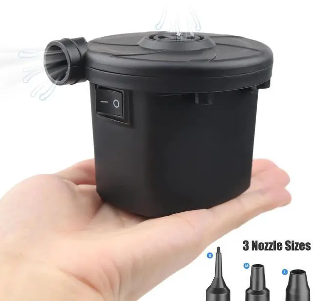 Alt view image 4 of 7 - Electric Air Pump , Quick-Fill Inflator/Deflator with 3 Nozzles , 100V 50W with Car Outlet Adaptor , for Air Mattress Beds, Airbed, Inflatable Pool Float, Black