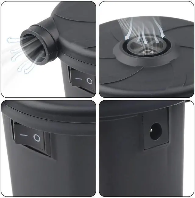 Alt view image 5 of 7 - Electric Air Pump , Quick-Fill Inflator/Deflator with 3 Nozzles , 100V 50W with Car Outlet Adaptor , for Air Mattress Beds, Airbed, Inflatable Pool Float, Black