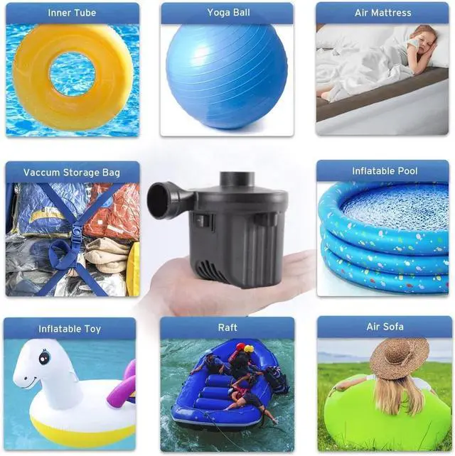 Alt view image 2 of 7 - Electric Pump for Inflatables Air Mattress Pump Air Bed Pool Toy Raft Boat Quick Electric Air Pump Black (AC Pump(600W))