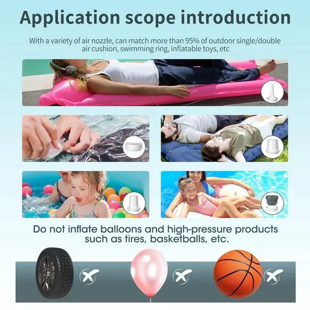 Alt view image 6 of 7 - Electric Air Pump Portable Air Mattress Pump, for Inflatables, Quick Inflate Deflate for Camping Air Mattress Air Bed