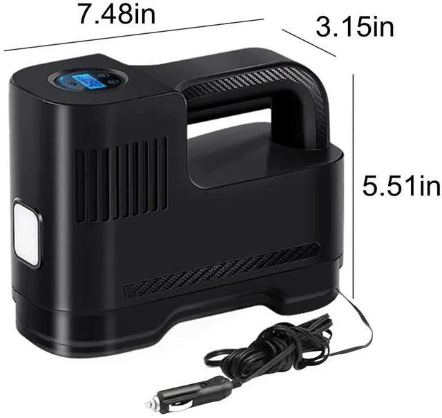 Alt view image 3 of 7 - Cordless Tire Inflator Air Pump, 20V Rechargeable Air Compressor with Digital Pressure Gauge and 12V Car Power Adapter, Portable