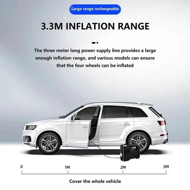Alt view image 5 of 7 - Cordless Tire Inflator Air Pump, 20V Rechargeable Air Compressor with Digital Pressure Gauge and 12V Car Power Adapter, Portable
