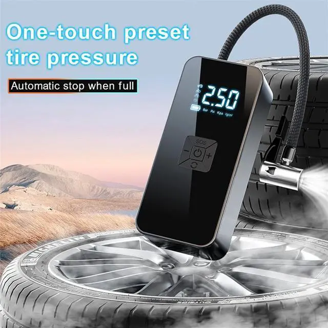 Alt view image 3 of 6 - 12V Portable Digital Pressure Gauge Tire Pump & inflator - Black