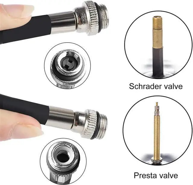 Alt view image 2 of 6 - Mini Bike Pump for All Bike Tires with Presta to Schrader Valve Cable, Retail Packaging