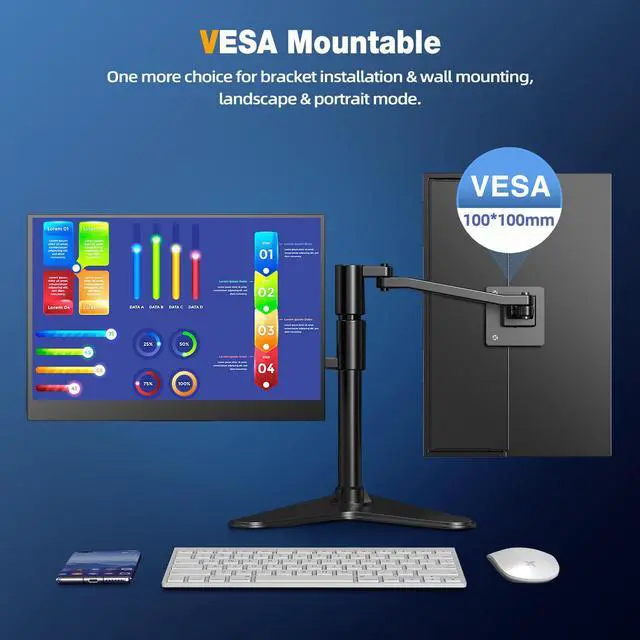 Alt view image 7 of 7 - UPERFECT 16 Inch Portable Monitor 2560*1600 2K QHD Second LCD Display w/ VESA & Integrated Stand
