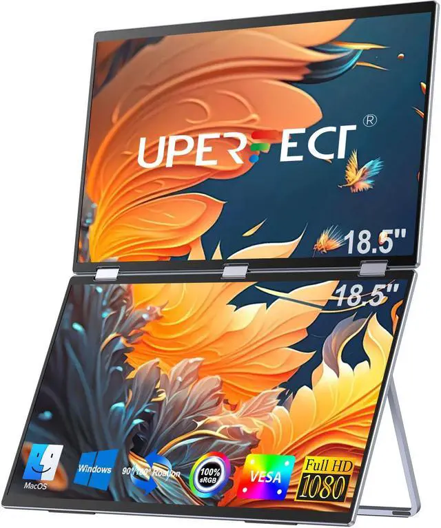 Main image of UPERFECT Dual Monitor 18.5" Stacked Triple Monitor Folding Travel Monitor w/VESA