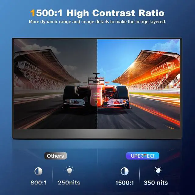Alt view image 5 of 7 - UPERFECT 16 Inch Portable Monitor 2560*1600 2K QHD Second LCD Display w/ VESA & Integrated Stand