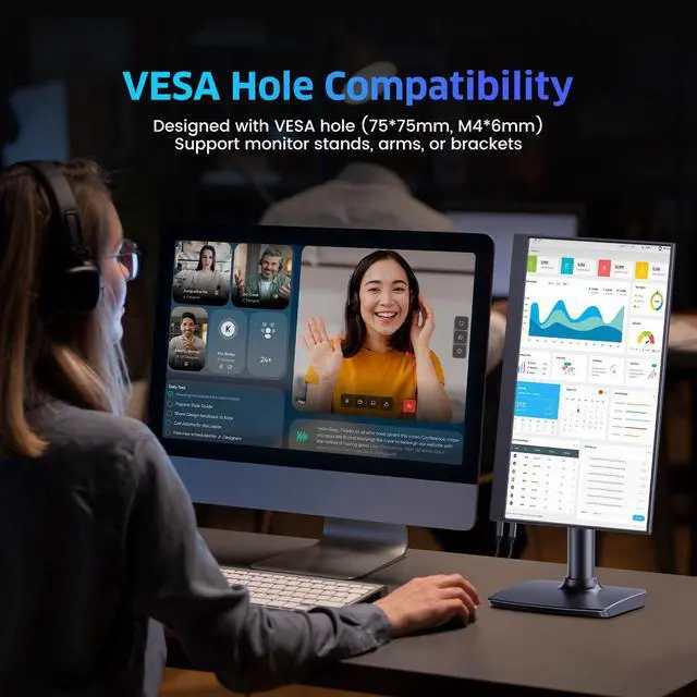 Alt view image 5 of 7 - UPERFECT 15.6" Portable Monitor 1200:1 HDR NEW FHD Eye-care Portable Gaming Monitor For PS6 Xbox VESA Mount