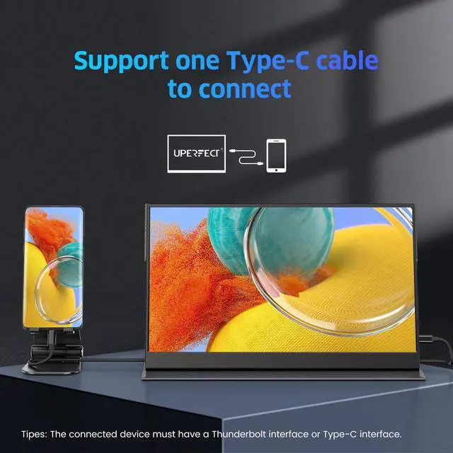 Alt view image 6 of 7 - UPERFECT 15.6" Portable Monitor 1200:1 HDR NEW FHD Eye-care Portable Gaming Monitor For PS6 Xbox VESA Mount