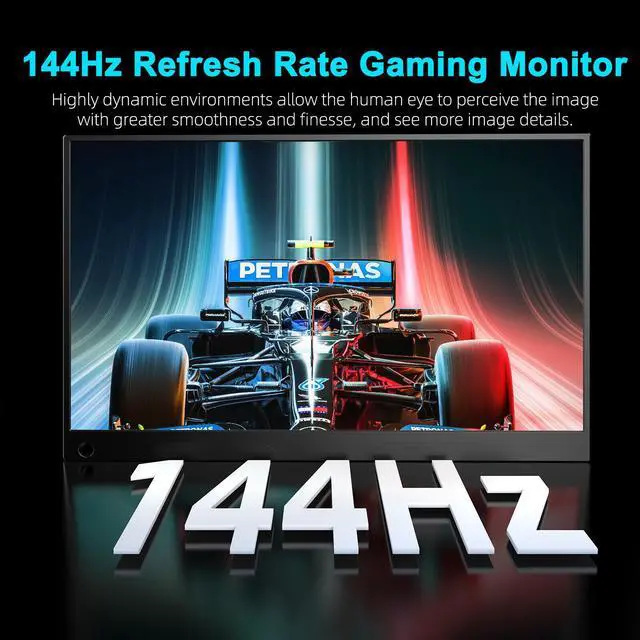 Alt view image 2 of 7 - UPERFECT 17.3" Portable Monitor 144HZ 2K 2560x1440 Gaming Monitor HDR IPS Ultra Slim Gaming Display Second Screen USB C & OTG