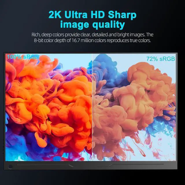 Alt view image 4 of 7 - UPERFECT 17.3" Portable Monitor 144HZ 2K 2560x1440 Gaming Monitor HDR IPS Ultra Slim Gaming Display Second Screen USB C & OTG