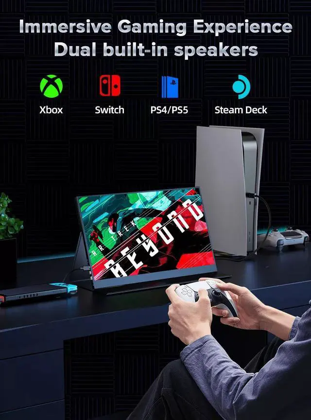 Alt view image 4 of 6 - UPERFECT 17.3" 4K Portable Monitor 3840*2160 Gaming Monitor 100% sRGB HDMI Type C  Ultra HD Gaming Screen w/VESA