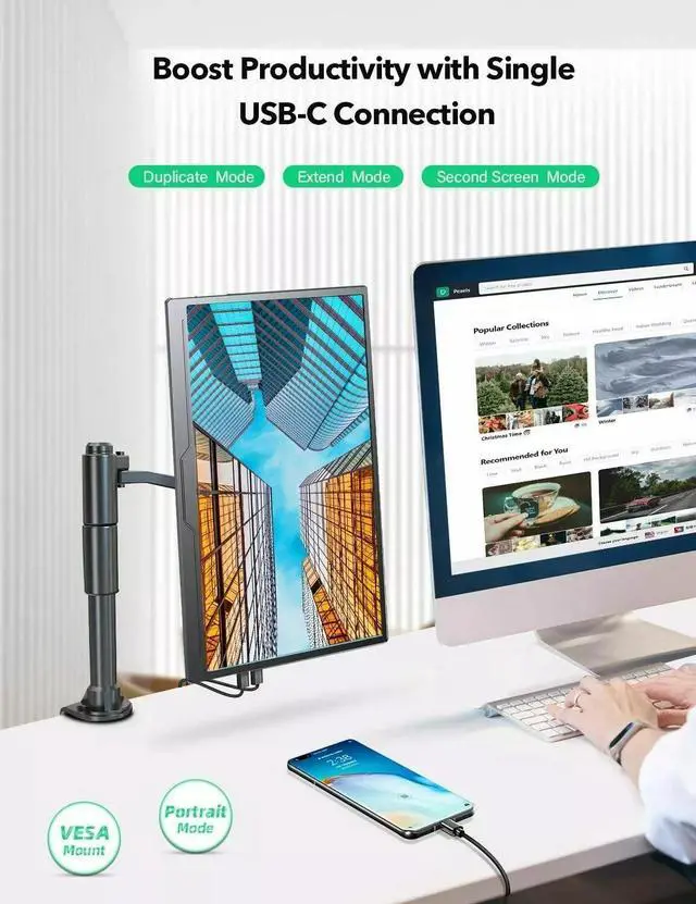 Alt view image 6 of 7 - NEWSOUL 4K Portable Monitor, 15.6'' UHD IPS 3840 x 2160 USB C Monitor For Laptop Macbook