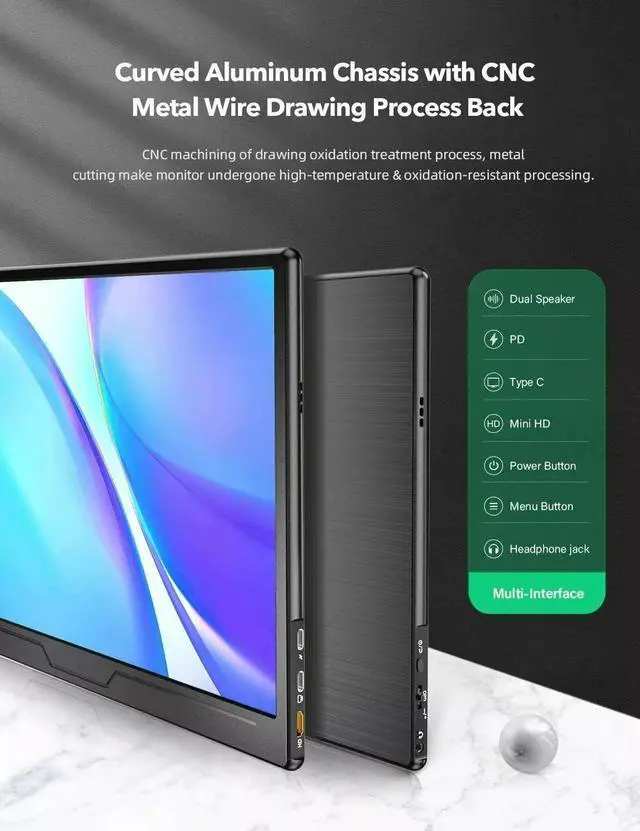 Alt view image 5 of 7 - NEWSOUL 4K Portable Monitor, 15.6'' UHD IPS 3840 x 2160 USB C Monitor For Laptop Macbook