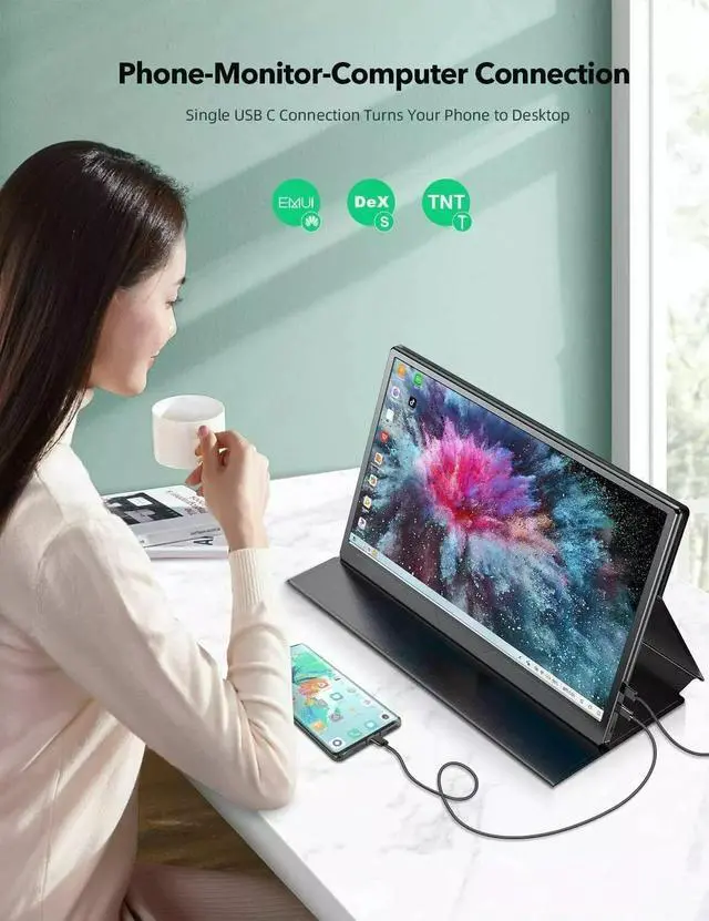 Alt view image 4 of 7 - NEWSOUL 4K Portable Monitor, 15.6'' UHD IPS 3840 x 2160 USB C Monitor For Laptop Macbook