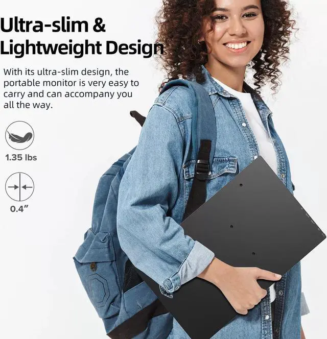 Alt view image 6 of 7 - UPERFECT Portable Monitor 16.1'' 144Hz Portable Gaming Monitor 100% sRGB 1080P HDR FHD Kickstand Screen