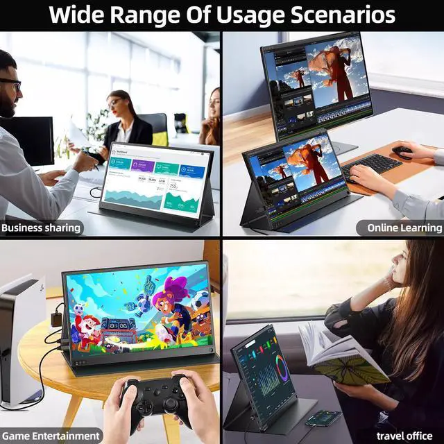 Alt view image 7 of 7 - UPERFECT Portable Monitor 16.1'' 144Hz Portable Gaming Monitor 100% sRGB 1080P HDR FHD Kickstand Screen