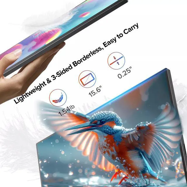 Alt view image 4 of 7 - NEWSOUL Touchscreen 1080P Portable Monitor 15.6" HDMI Dual USB C For Laptop Computer