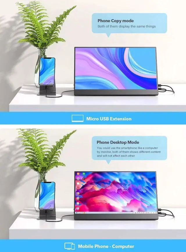 Alt view image 7 of 7 - EVICIV Portable Monitor 15.6" FHD 1080P USB C HDMI Gaming Ultra-Slim IPS LCD Display with Smart Case