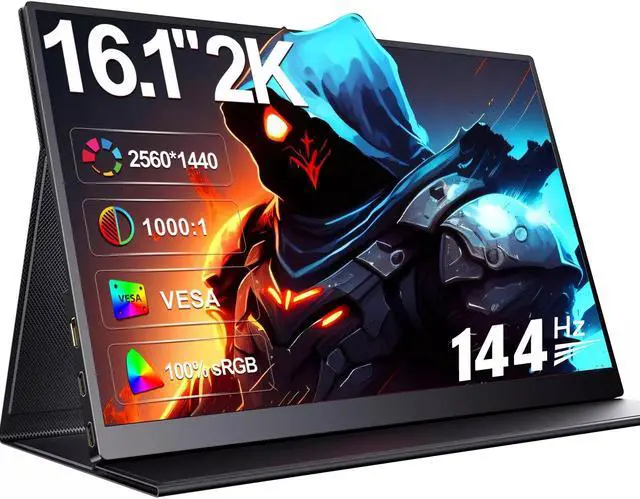 Main image of EVICIV QHD 16.1" 2K 144Hz Portable Monitor Gaming Monitor Screen  USB C Screen VESA 100%sRGB For Game PS 4 5