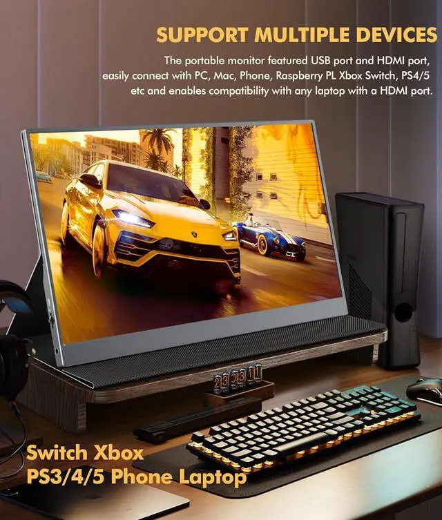 Alt view image 5 of 7 - NEWSOUL Portable Monitor 15.6'' 1080P 2000:1 400nits FHD Plug&Play Travel Laptop Monitor, USB-C HDR Portable Second Computer Display w/Smart Cover for PC Phone Mac Xbox PS4/5 Switch