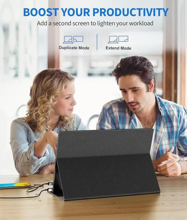 Alt view image 6 of 7 - NEWSOUL Portable Monitor 15.6'' 1080P 2000:1 400nits FHD Plug&Play Travel Laptop Monitor, USB-C HDR Portable Second Computer Display w/Smart Cover for PC Phone Mac Xbox PS4/5 Switch