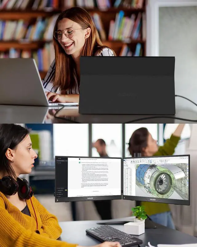 Alt view image 5 of 7 - UPERFECT Portable Monitor for Laptop and Mini PC,15.6-inch 1080P Matt A+ Screen with USB Type-C and HDMI