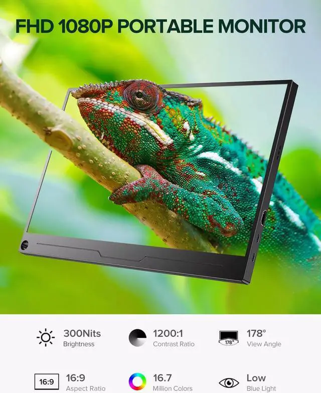 Alt view image 2 of 7 - NEWSOUL 14" Portable Monitor 1080P HDMI USB C Display FHD Screen For Laptop PC and Game Xbox PS